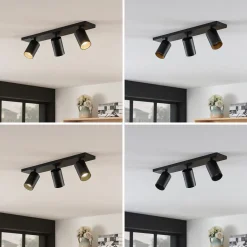 Arcchio spotlight Brinja, svart, kantet, Ø 6 cm, 3 lyskilder, GU10