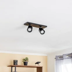 Arcchio spotlight Brinja, svart, kantet, Ø 7 cm, 2 lyskilder, GU10