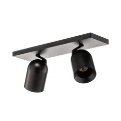 Arcchio spotlight Brinja, svart, kantet, Ø 7 cm, 2 lyskilder, GU10