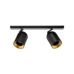 Arcchio spotlight Brinja, svart, kantet, Ø 7 cm, 2 lyskilder, GU10