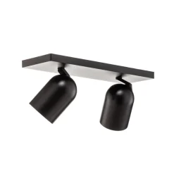 Arcchio spotlight Brinja, svart, kantet, Ø 7 cm, 2 lyskilder, GU10