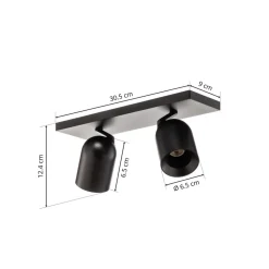 Arcchio spotlight Brinja, svart, kantet, Ø 7 cm, 2 lyskilder, GU10