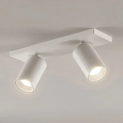 Arcchio spotlight Brinja, hvit, kantet, Ø 6 cm, 2 lyskilder, GU10