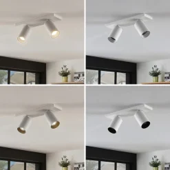 Arcchio spotlight Brinja, hvit, kantet, Ø 6 cm, 2 lyskilder, GU10