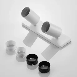 Arcchio spotlight Brinja, hvit, kantet, Ø 6 cm, 2 lyskilder, GU10