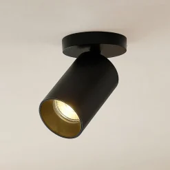 Arcchio spotlight Brinja, svart, rund, 12 cm høy, Ø 6 cm