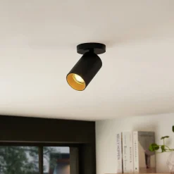 Arcchio spotlight Brinja, svart, rund, 12 cm høy, Ø 6 cm