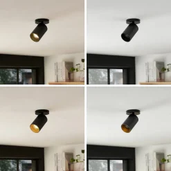 Arcchio spotlight Brinja, svart, rund, 12 cm høy, Ø 6 cm