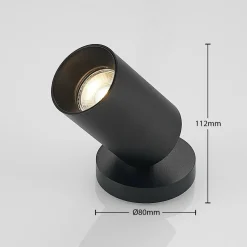 Arcchio spotlight Brinja, svart, rund, 12 cm høy, Ø 6 cm