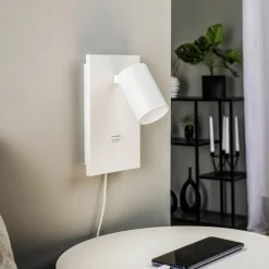 Arcchio spotlight Brinja, hvit, metall, USB-C, bryter, GU10