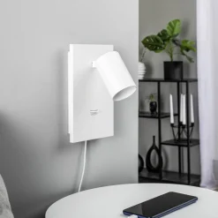 Arcchio spotlight Brinja, hvit, metall, USB-C, bryter, GU10