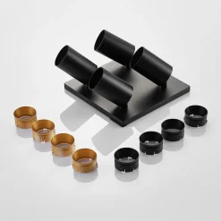 Arcchio spotlight Brinja, svart, kantet, Ø 6 cm, 4 lyskilder, GU10