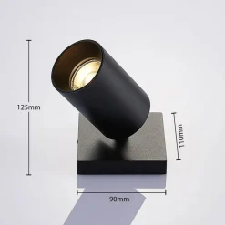 Arcchio spotlight Brinja, svart, kantet, Ø 6 cm, 1 lyskilde, GU10