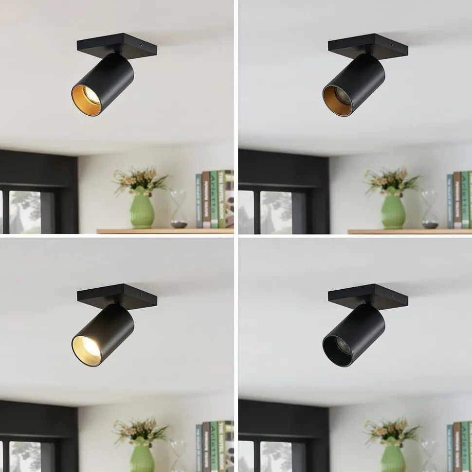 Arcchio spotlight Brinja, svart, kantet, Ø 6 cm, 1 lyskilde, GU10