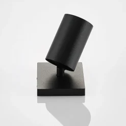 Arcchio spotlight Brinja, svart, kantet, Ø 6 cm, 1 lyskilde, GU10