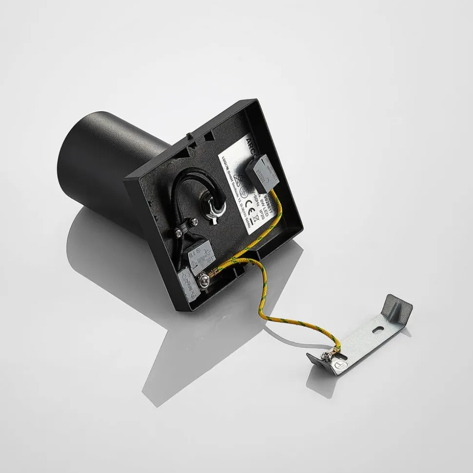 Arcchio spotlight Brinja, svart, kantet, Ø 6 cm, 1 lyskilde, GU10