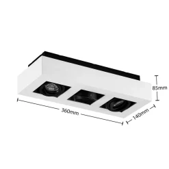 Arcchio spotlight Vince, 36 cm, 3 lyskilder, hvit/svart, GU10