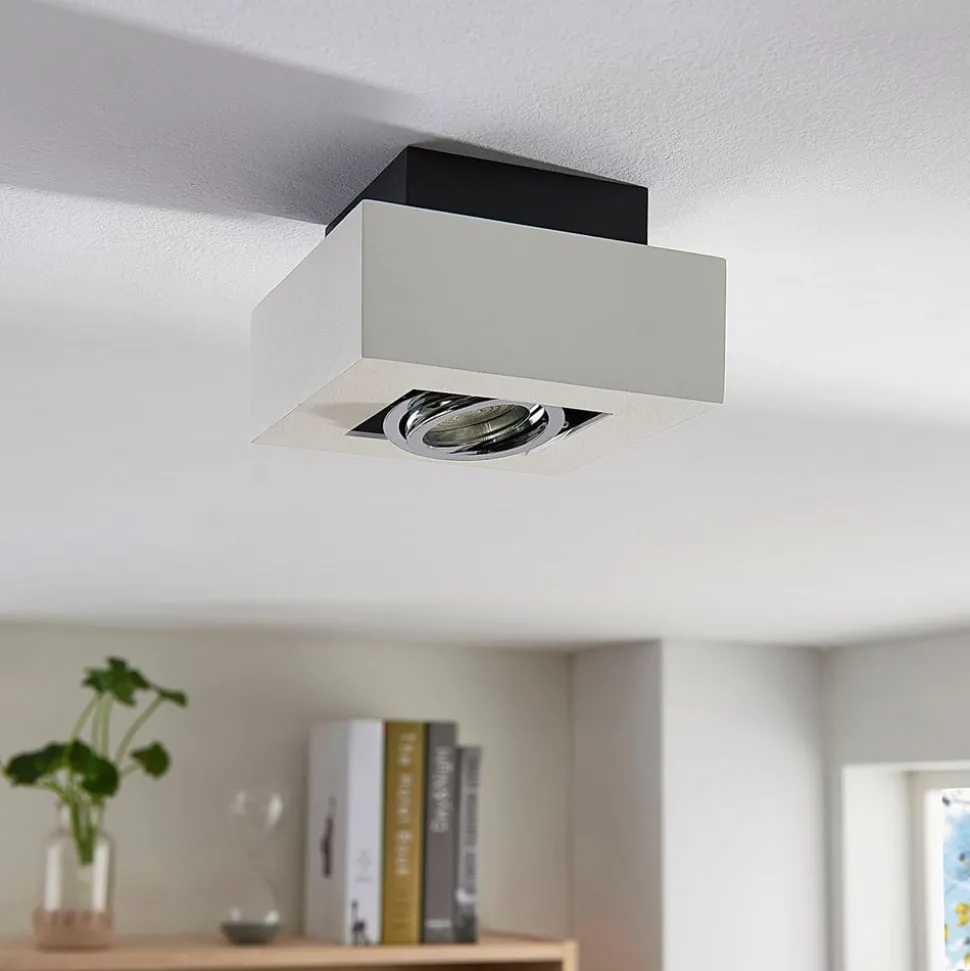 Arcchio spotlight Vince, 14 x 14 cm, hvit/krom, metall, GU10