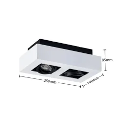 Arcchio spotlight Vince, 25 cm, 2 lyskilder, hvit/svart, GU10