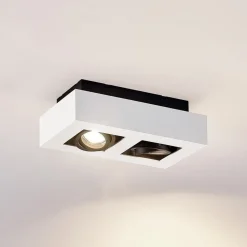 Arcchio spotlight Vince, 25 cm, 2 lyskilder, hvit/svart, GU10