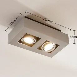 Arcchio spotlight Vince, 25 cm, 2 lyskilder, sølv, GU10