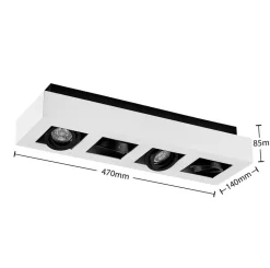 Arcchio spotlight Vince, 47 cm, 4 lyskilder, hvit/svart, GU10