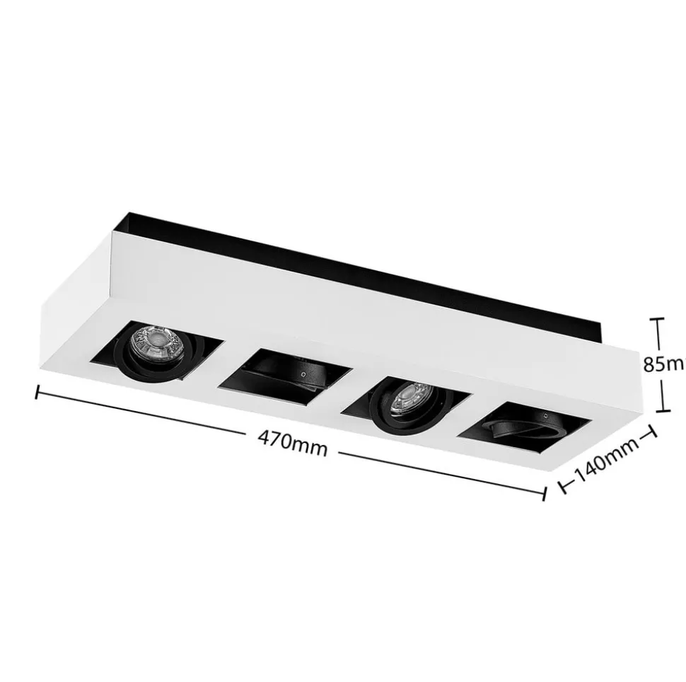 Arcchio spotlight Vince, 47 cm, 4 lyskilder, hvit/svart, GU10