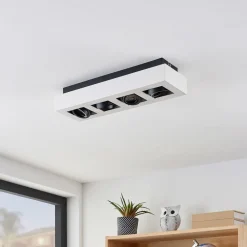 Arcchio spotlight Vince, 47 cm, 4 lyskilder, hvit/svart, GU10