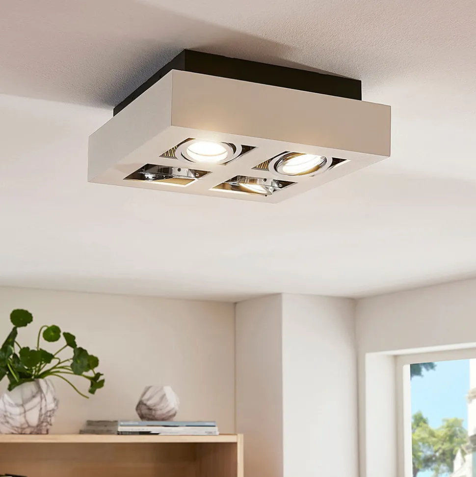 Arcchio spotlight Vince, 25 x 25 cm, 4 lyskilder, hvit/krom, GU10