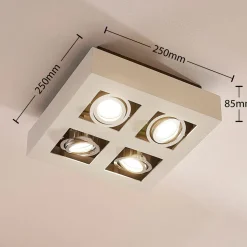 Arcchio spotlight Vince, 25 x 25 cm, 4 lyskilder, hvit/krom, GU10