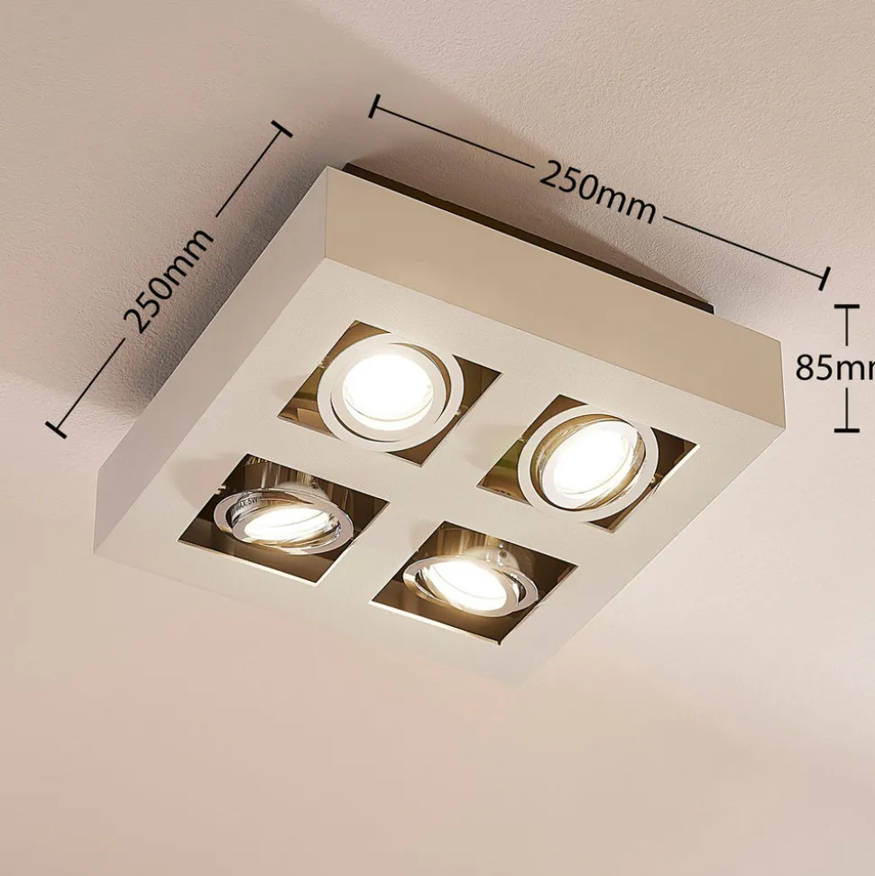 Arcchio spotlight Vince, 25 x 25 cm, 4 lyskilder, hvit/krom, GU10