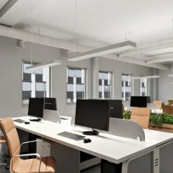 Arcchio Susi LED-hengelampe til kontor, sølv, 120 cm, 4000K, DALI