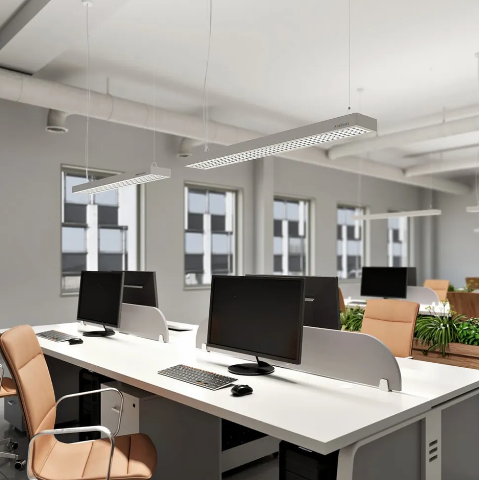 Arcchio Susi LED-hengelampe til kontor, sølv, 120 cm, 4000K, DALI