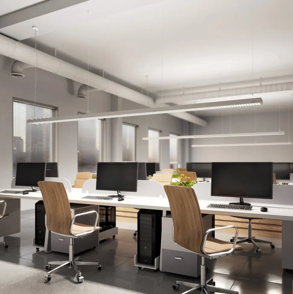 Arcchio Susi LED-hengelampe til kontor, sølv, 120 cm, 4000K, DALI