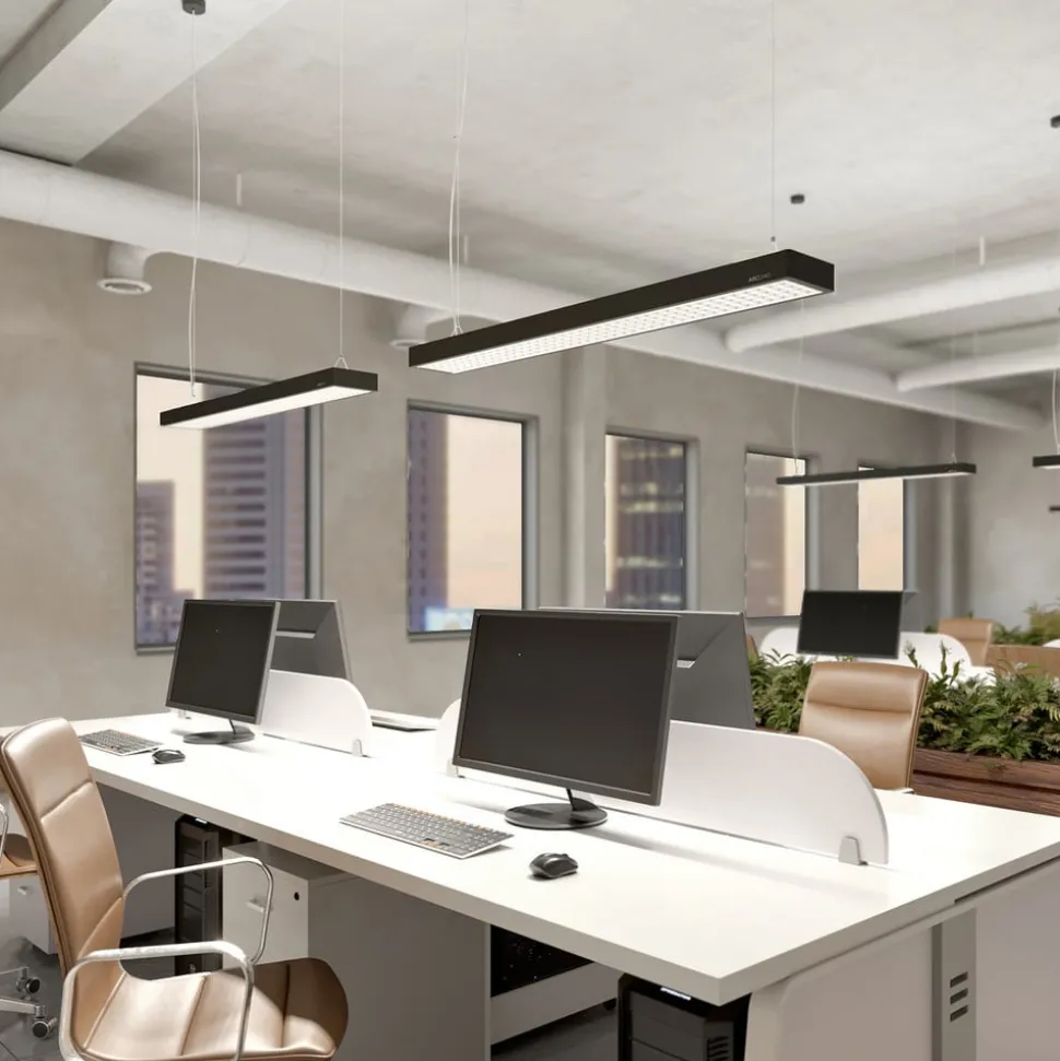 Arcchio Susi LED-hengelampe til kontor, svart, 120 cm, 4000K, DALI