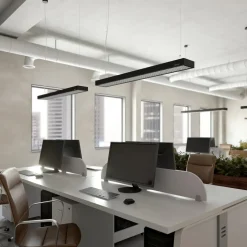 Arcchio Susi LED-hengelampe til kontor, svart, 120 cm, 4000K, DALI