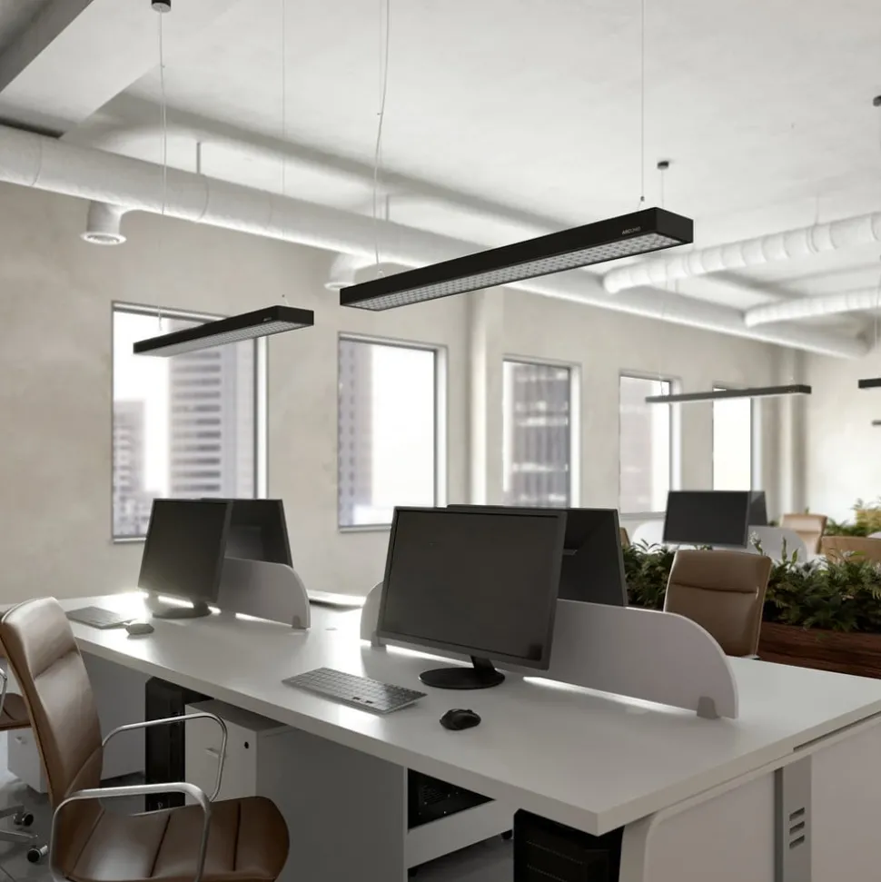 Arcchio Susi LED-hengelampe til kontor, svart, 120 cm, 4000K, DALI