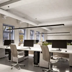 Arcchio Susi LED-hengelampe til kontor, svart, 120 cm, 4000K, DALI