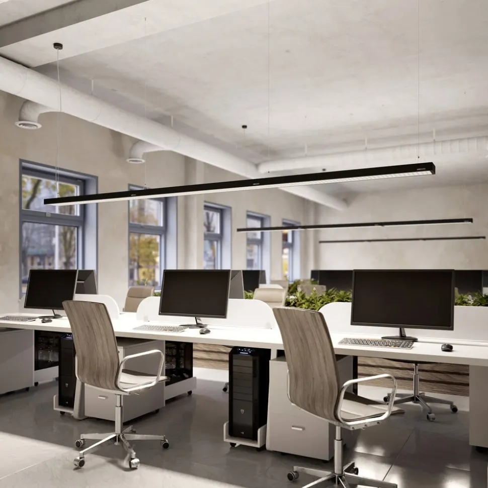 Arcchio Susi LED-hengelampe til kontor, svart, 120 cm, 4000K, DALI