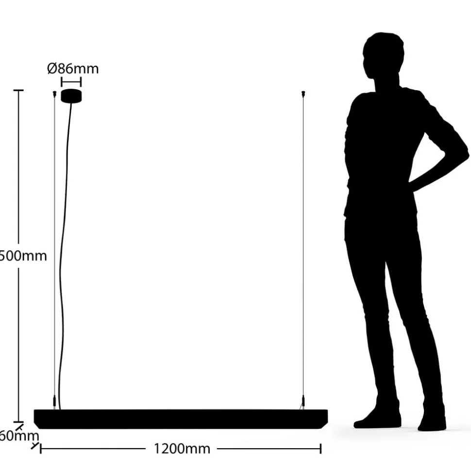 Arcchio Susi LED-hengelampe til kontor, svart, 120 cm, 4000K, DALI