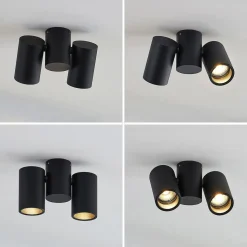 Arcchio taklampe Gesina, 2-lys, svart, aluminium, 17,5 cm