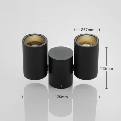 Arcchio taklampe Gesina, 2-lys, svart, aluminium, 17,5 cm