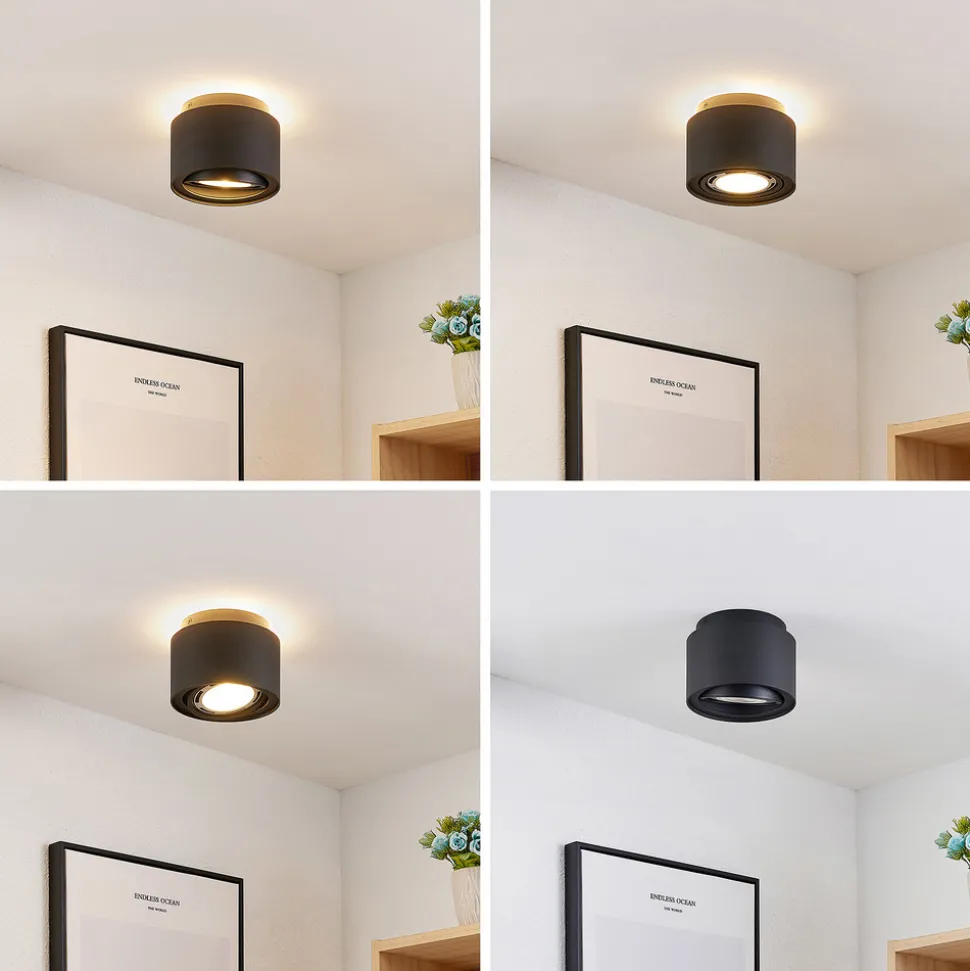 Arcchio taklampe Walisa, Ø 15 cm, svart, metall, GU10