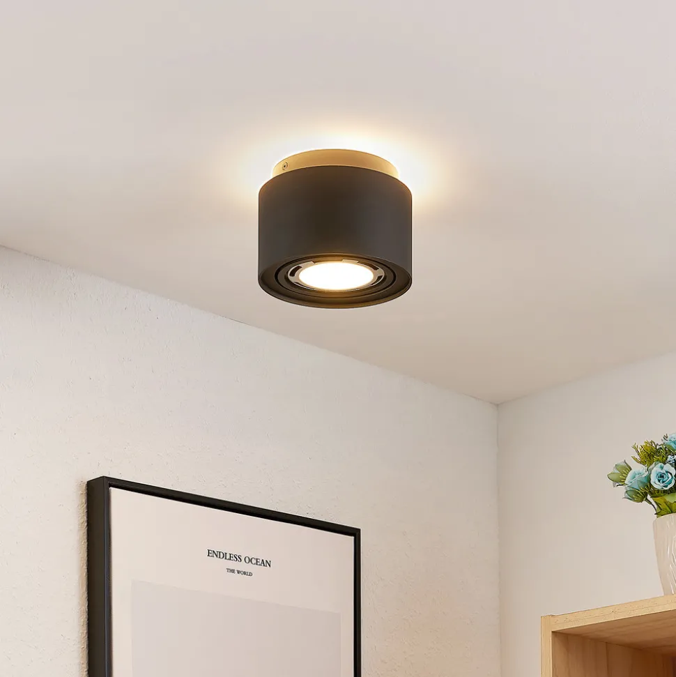 Arcchio taklampe Walisa, Ø 15 cm, svart, metall, GU10