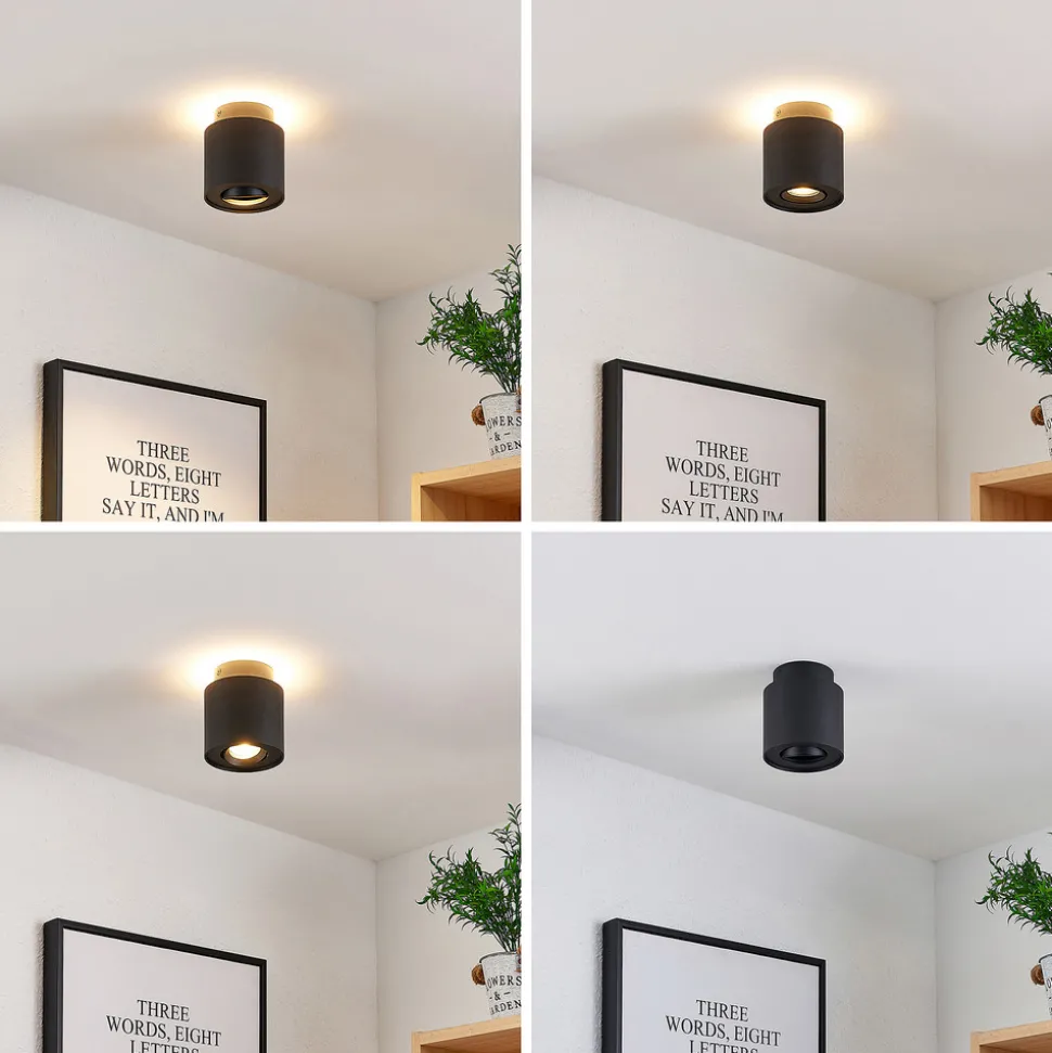 Arcchio taklampe Walisa, Ø 10 cm, svart, metall, GU10