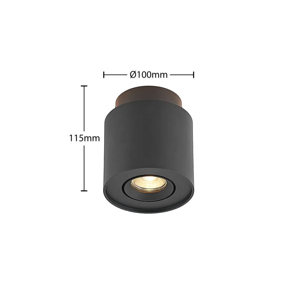 Arcchio taklampe Walisa, Ø 10 cm, svart, metall, GU10