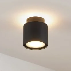 Arcchio taklampe Walisa, Ø 10 cm, svart, diffusor, GU10