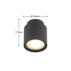 Arcchio taklampe Walisa, Ø 10 cm, svart, diffusor, GU10