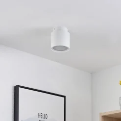 Arcchio taklampe Walisa, Ø 10 cm, hvit, diffusor, GU10