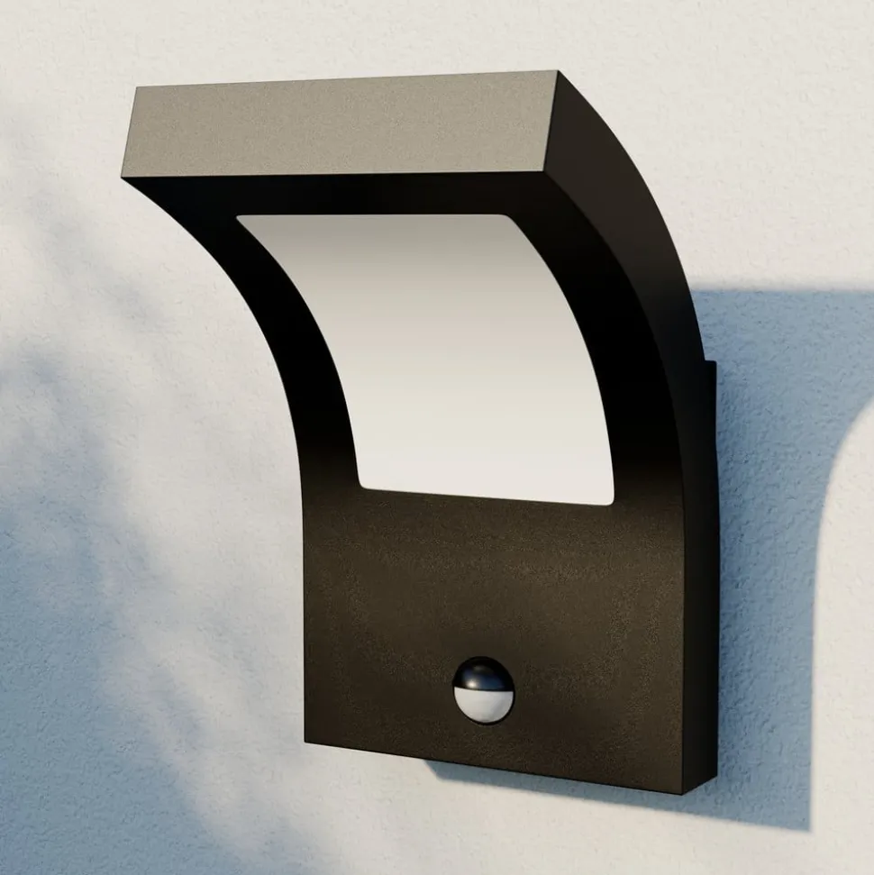 Arcchio utendørs LED-vegglampe Advik, antrasitt, IP54, sensor